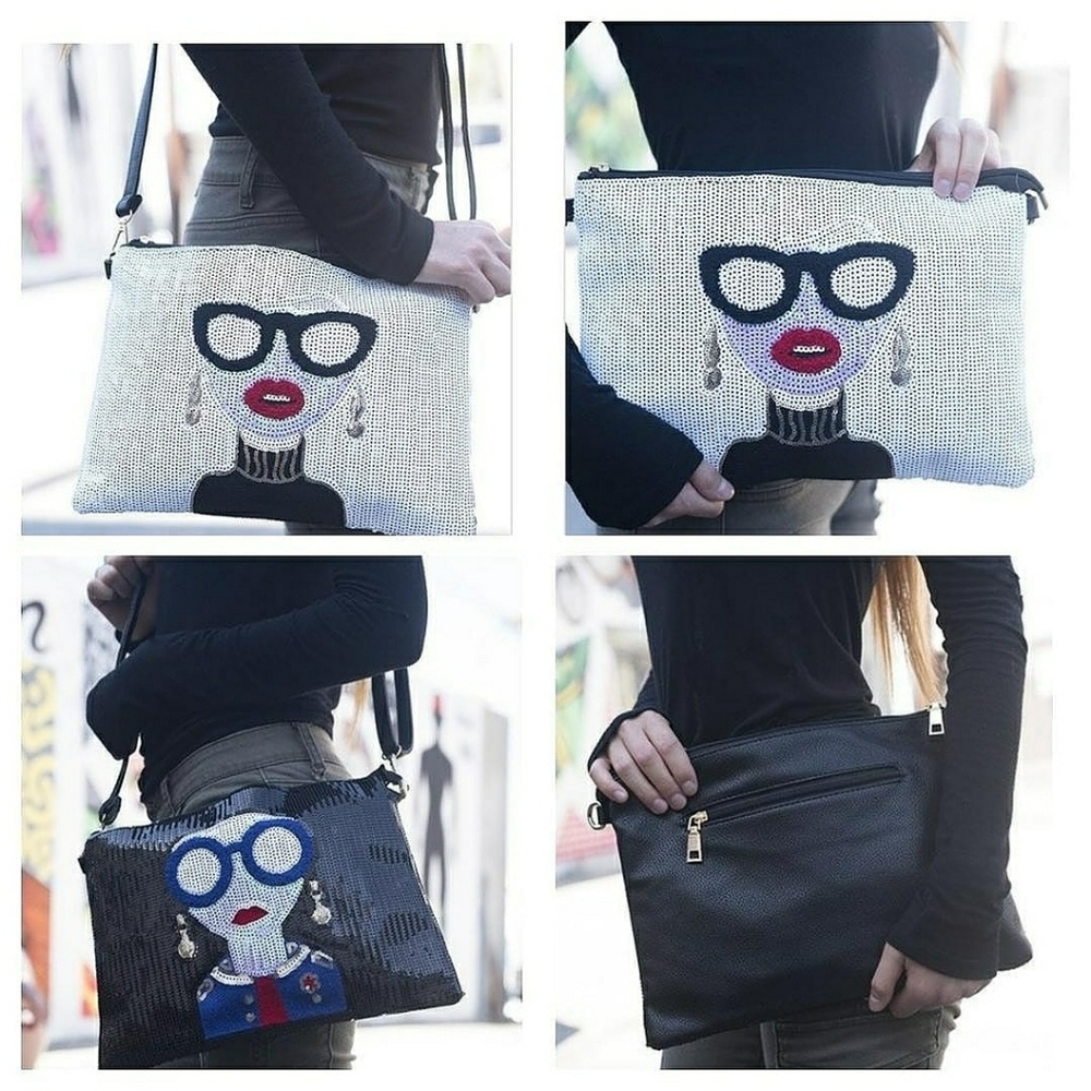 Big face crossbody/ clutch bag